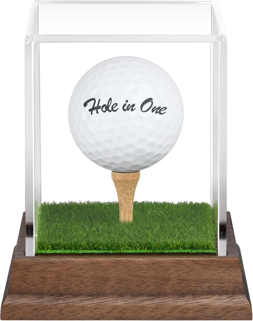 Wanult Golf Ball Display Case - Premium Acrylic Holder with Wood Base & Lifelike Turf | Perfect for Memorabilia