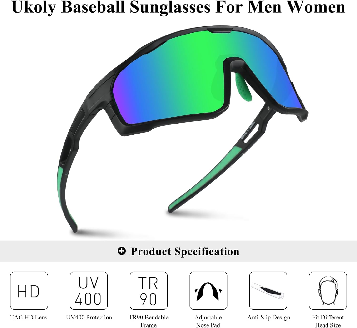 Ukoly Cycling Glasses - HD UV400 Sports Sunglasses for Men & Women | Ideal for Running, Baseball, Fishing & Golf