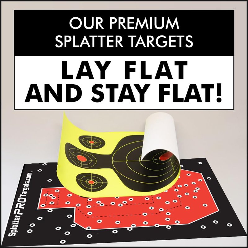 IPSC Style Splatter Targets, 12x18. Shots Burst with a Bright Splatter Upon Impact. Fully Reactive Targets. See Your Hits and Your Misses! Printed on a Heavy Duty Card Stock.
