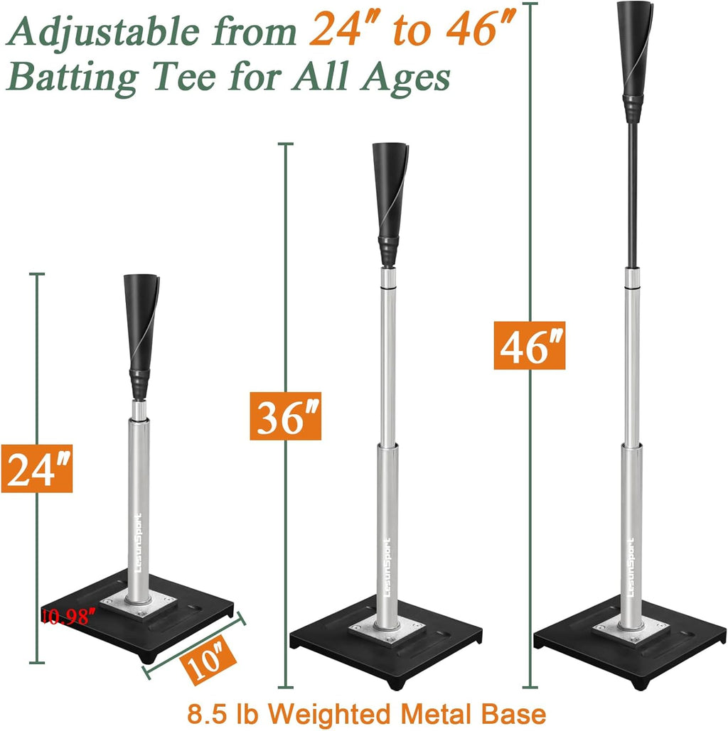 Skiennix Portable Baseball Batting Tee - Adjustable 24-46 Inches, Heavy-Duty Metal Base | Easy Assembly for Baseball, Softball, T-Ball