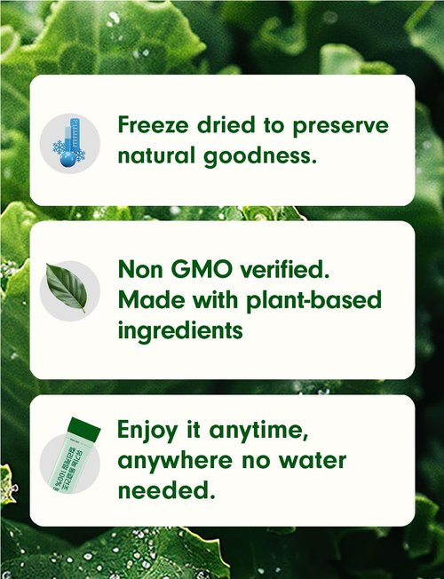 (1+1)100% Freeze-Dried Curly Kale Powder, 1g x 14 Sticks, Single-Ingredient Vegetable Powder, Product of Poland