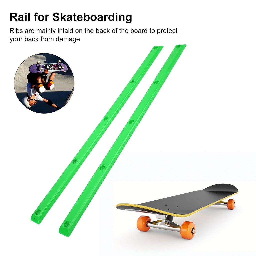 VBESTLIFE 2Pcs Skateboard Rails Protector Wear-Resistant Flexible Ribs Bones Board Rails with Mount Screws(Green) Cycling