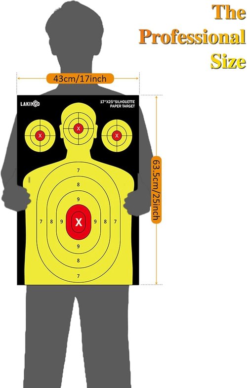 LAKINGO High-Visibility Shooting Paper Targets - 17x25 Inch Silhouette for Instant Hit Verification | Indoor & Outdoor Practice