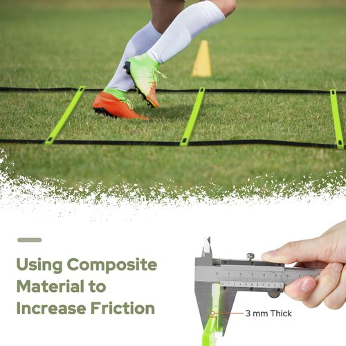 GHB Pro Agility Ladder 2 Pack Agility Training Ladder Speed 12 Rung 20ft with Carrying Bag (Yellow and Green)