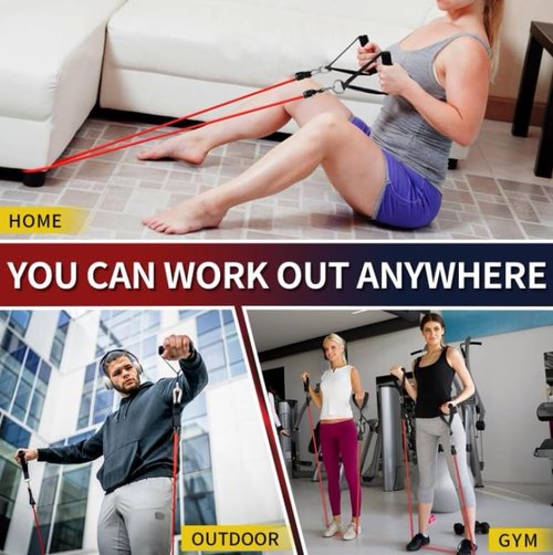 CRUNCHQUENCH Resistance Bands Set (11-Pack) – Tube Exercise Bands with Handles, Door Anchor & Carry Bag | Home Gym Fitness Equipment for Men & Women | Strength Training, Physical Therapy & Workouts