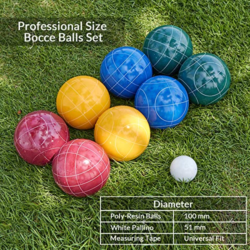 ApudArmis 100mm Regulation Size Bocce Ball Set Outdoor Lawn Game for Beach Yard