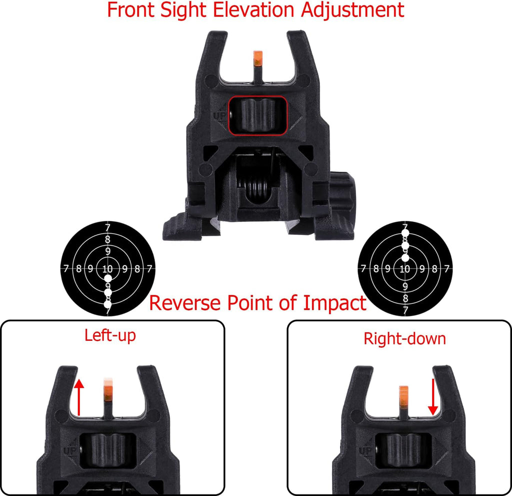 Skiennix Fiber Optic Sights - Tool-Free Adjustable Flip Up Front & Rear Backup Sights | Red & Green Dots