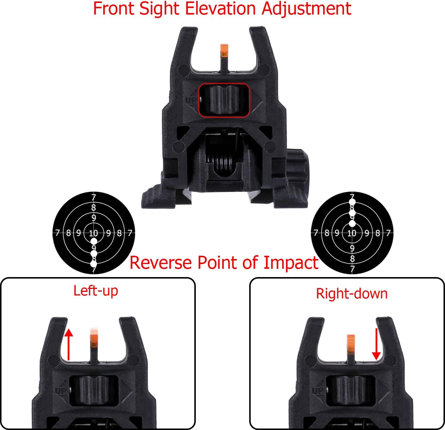 Skiennix Fiber Optic Sights - Tool-Free Adjustable Flip Up Front & Rear Backup Sights | Red & Green Dots