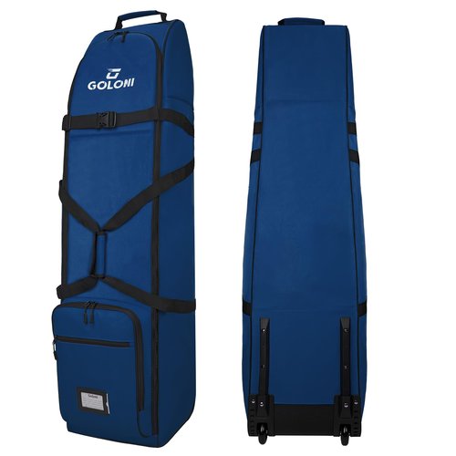 Goloni Golf Travel Bag with Wheels for Airlines, Heavy Duty Golf Club Travel Case, Water Resistant Golf Bag Cover for Air Travel, Portable Foldable Golf Luggage for Men Women