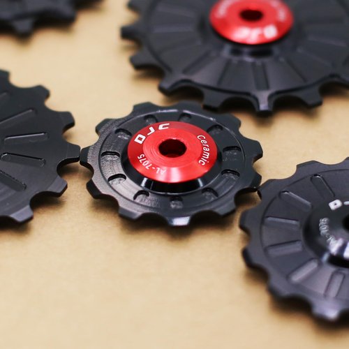DJC Bike Ceramic Bearing Pulley Wheel 2pcs Guide Roller 11T 12T 13T 14T 15T 16T 17T MTB Road Bike Rear Derailleur for Shimano for Sram Pulley(Black 2pcs 12T)