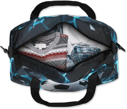Exploding Soccer Duffel Bag for Kids Overnighter Small Duffle Bags for Boys & Girls, Sleepovers and Travel Duffel Bag for Kids, Carry-On Size & Ideal for School Practice or Sport Gym Bags