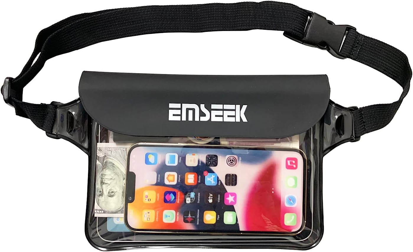 Skiennix Waterproof Waist Pouch - Dry Belt Bag Fanny Pack for Keys, Wallet & Phone | Ideal for Swimming & Surfing (Black)
