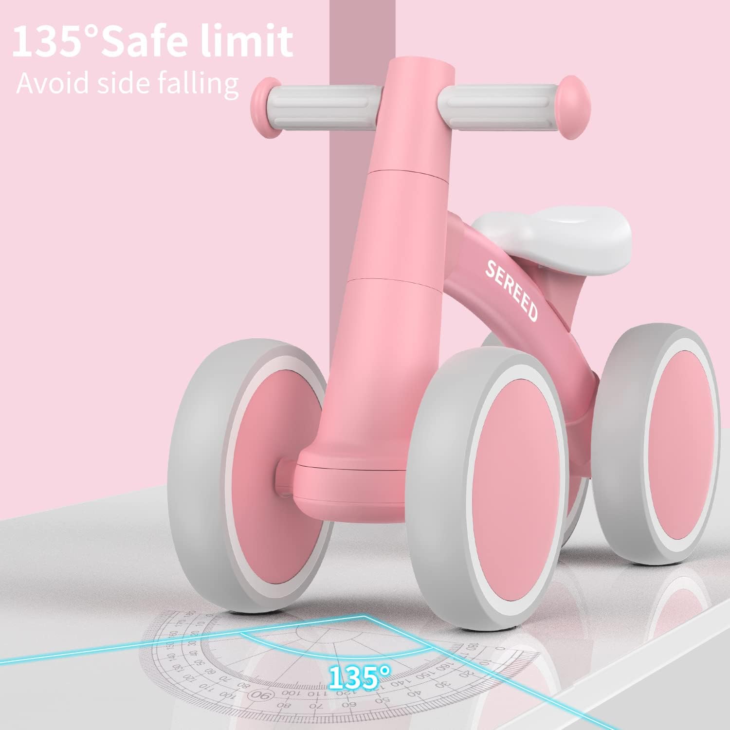 SEREED Baby Balance Bike - 4-Wheel Toddler Bike for 12-24 Months | Perfect First Birthday Gift