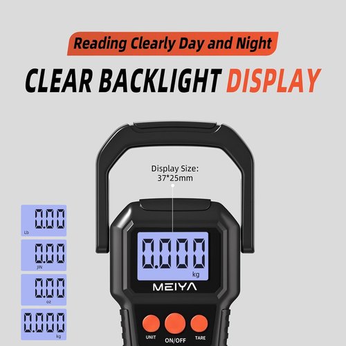 MEIYA Digital Fish Scale - Accurate LCD Display Up to 110lb/50kg | Essential Fishing Gear with Batteries & Hook