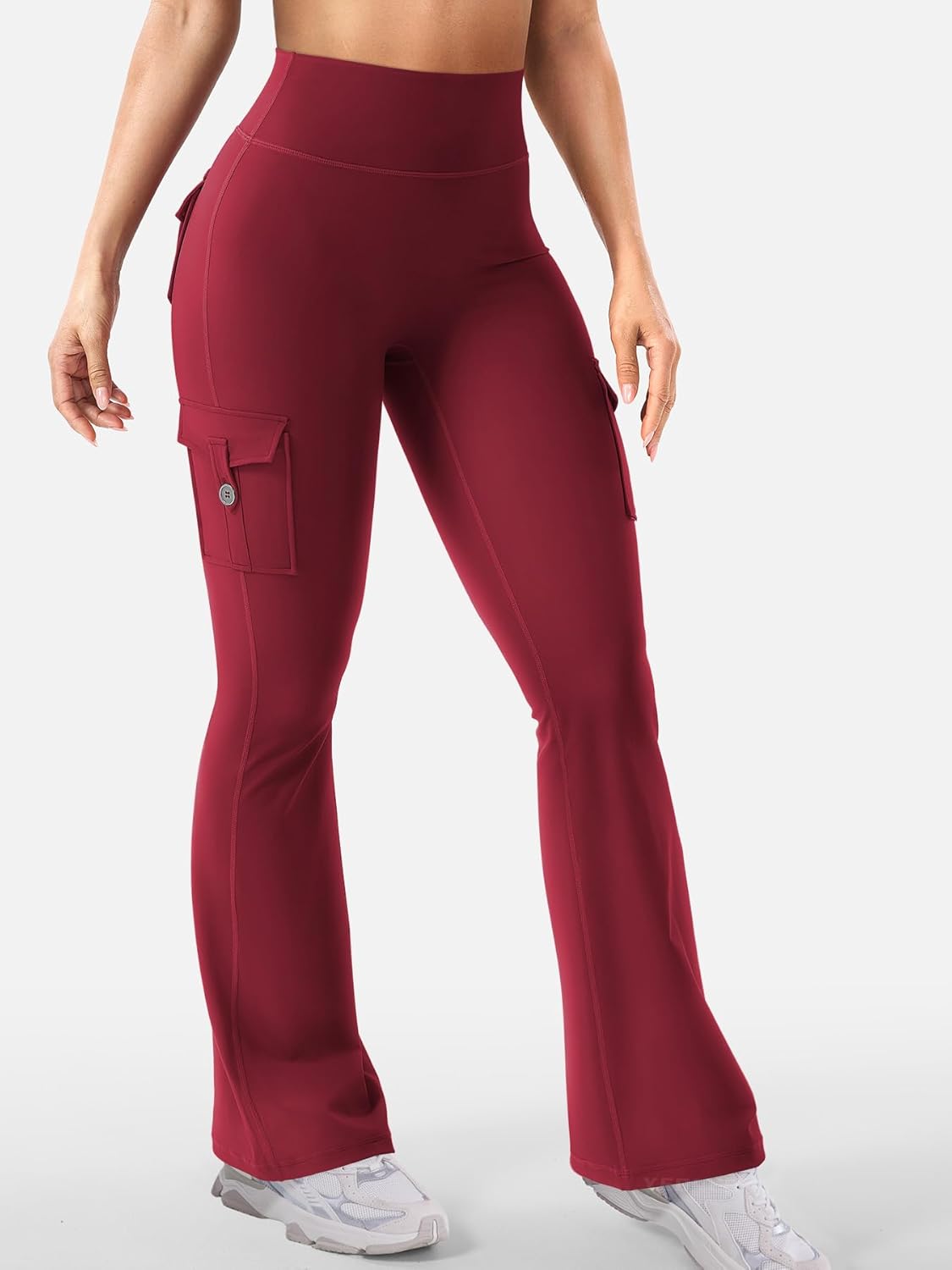 YEOREO CoreFlex Women's High-Waisted Flare Leggings - Hidden Pockets & Scrunch Design, Perfect for Gym & Yoga