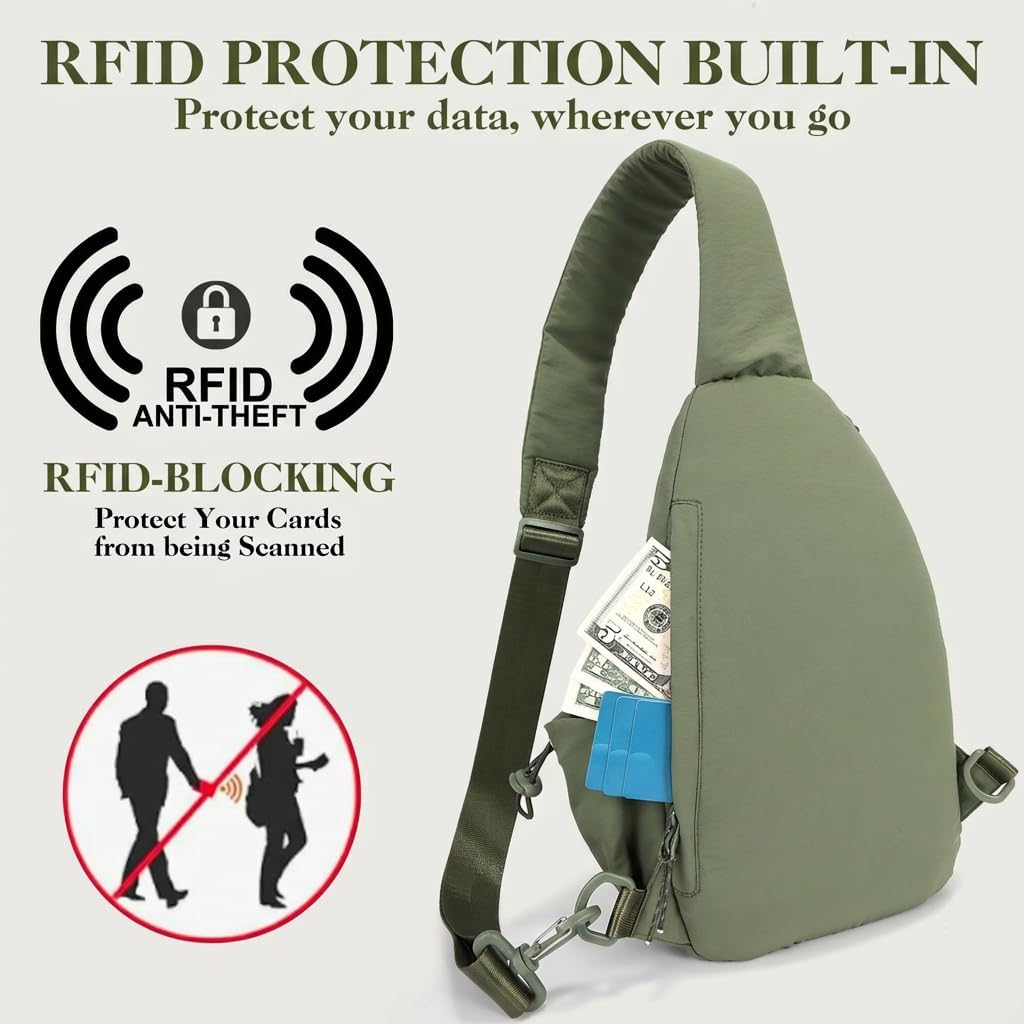 Skiennix Sling Bag for Women - Anti-Theft RFID Nylon Crossbody Purse with Adjustable Strap