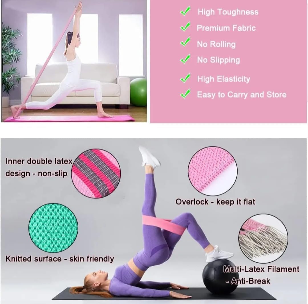 Skiennix Resistance Bands - Fabric Stretch Bands for Legs & Glutes | 3 Resistance Levels for Yoga & Pilates