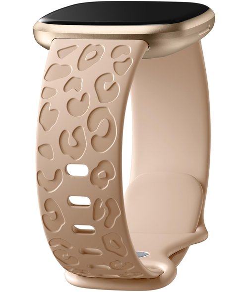 Odbeai Sport Bands Compatible with Fitbit Versa 4 Bands for Woman/Versa 3,for Fit bit Sense 2/Sense,Leopard Engraved Cute Fancy Soft Silicone Waterproof Replacement Wristbands Strap