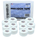SHIELD 1 Inch Athletic Tape – Precision Tape 12 Pack – Strong Cotton, No Residue – Made in USA – Rigid Sports Wrap for Fingers, Thumbs, Toes, First Aid, Training