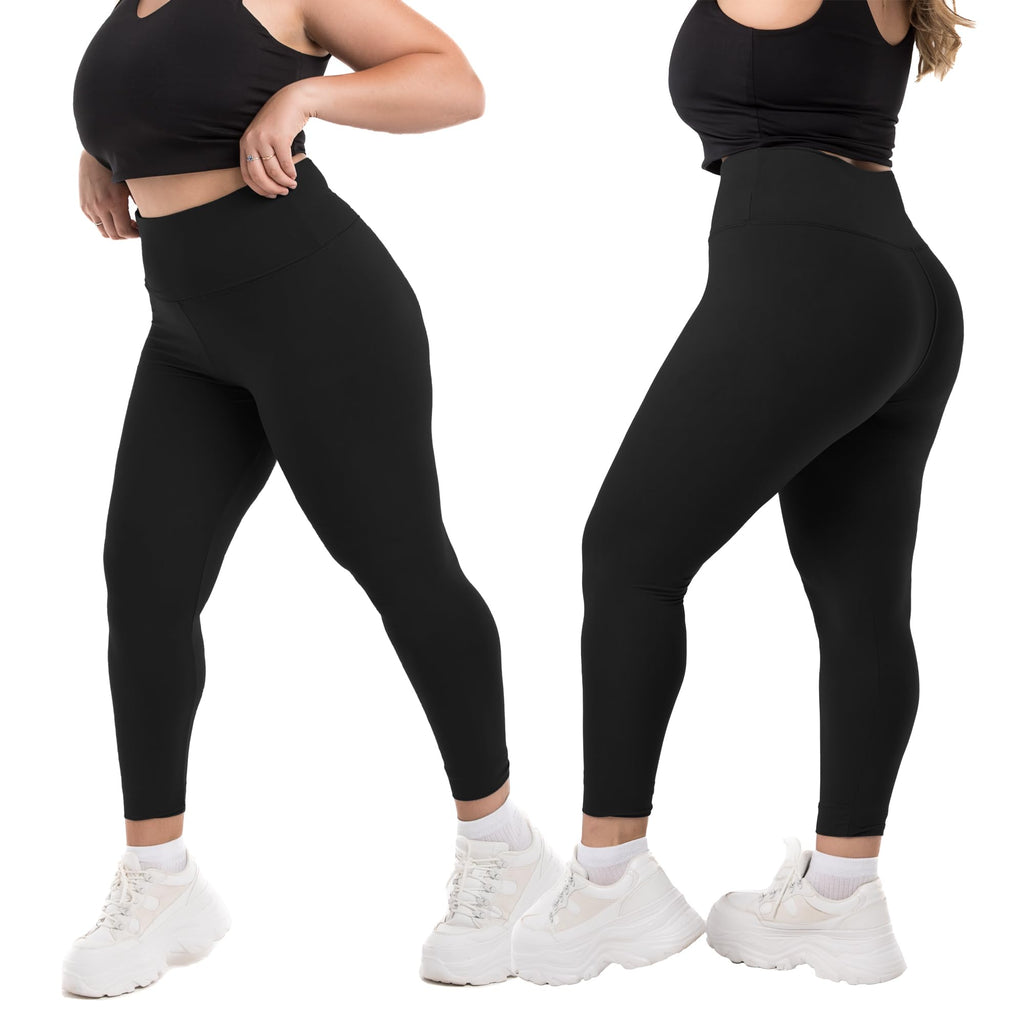 SINOPHANT Plus Size Fleece Lined Leggings for Women, High Waisted Thermal Winter Thick Yoga Pants, Buttery Soft Black Workout Running Pants (Fleece Lined Black,4X-Large)