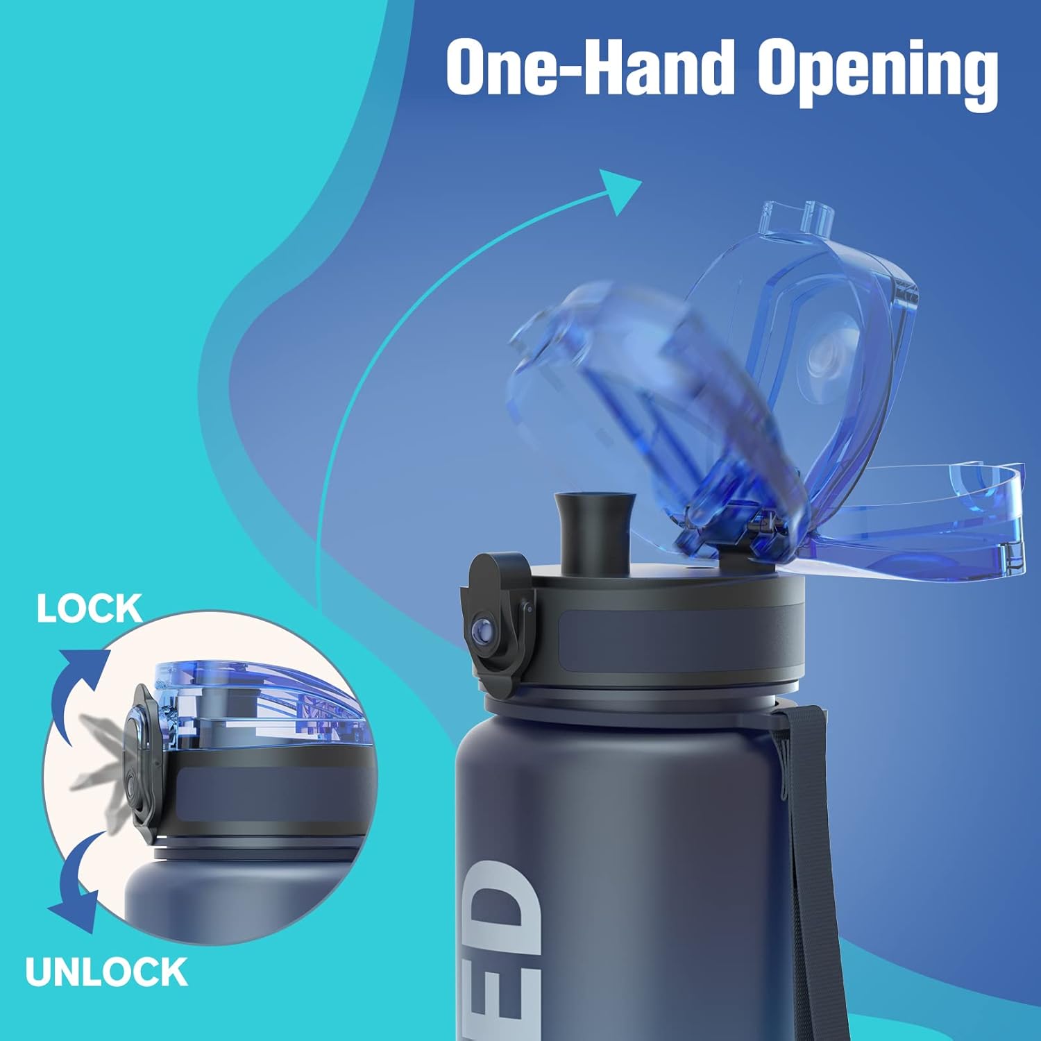 Sahara Sailor 32oz Water Bottle - Durable, Leakproof Design with Time Marker | BPA-Free Tritan for Gym & Travel