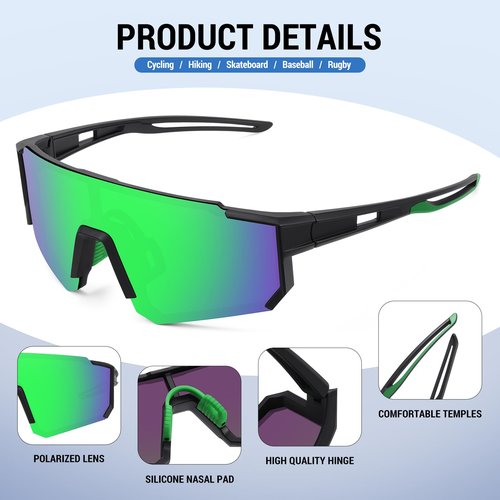 3 Pack Polarized Youth Baseball Sunglasses for Boys Girls Age 6-12 Sports Softball Cycling for Kids UV Protection 3Pack-Black Blue+Black Red+Black Green