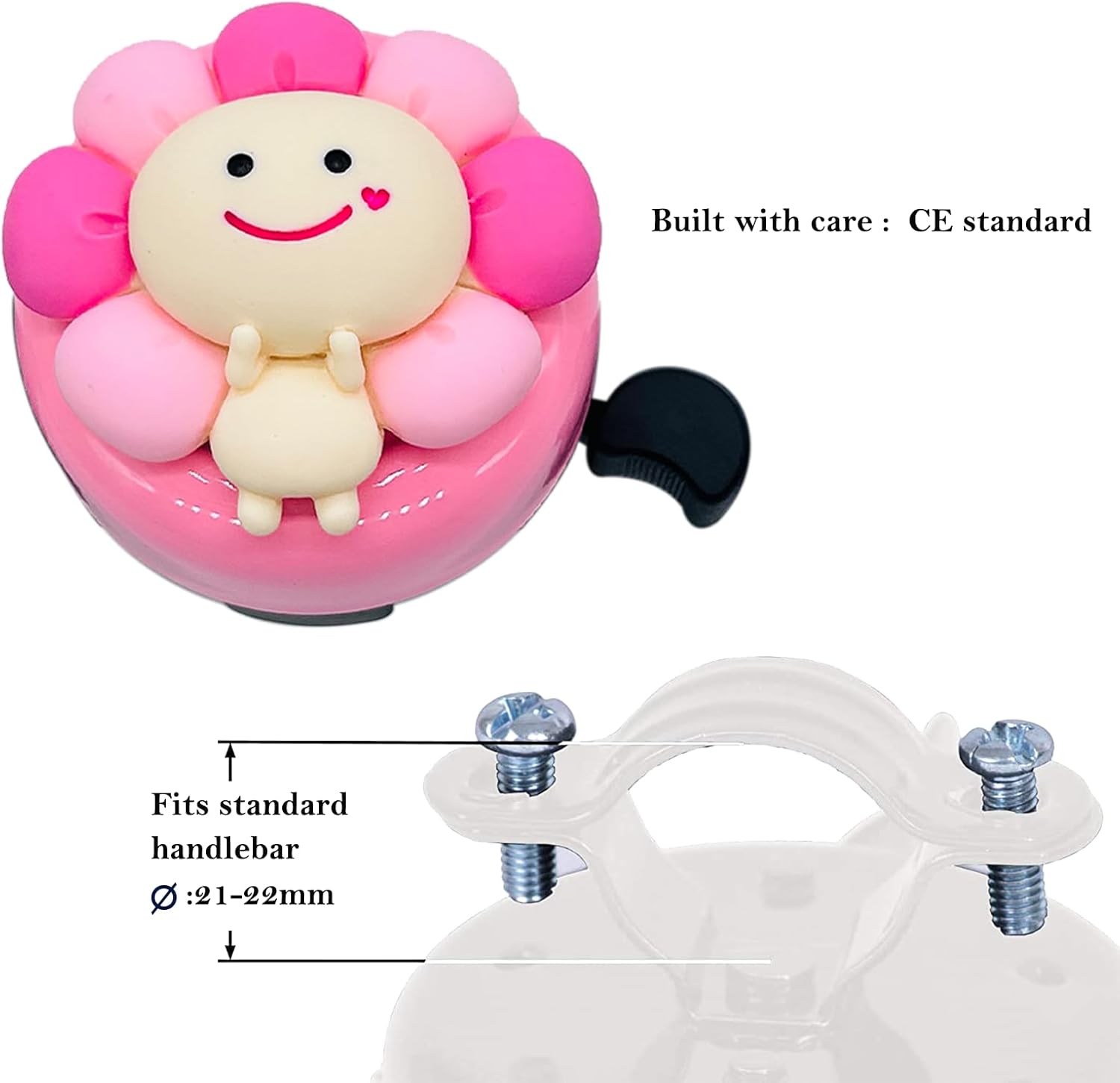 Skiennix Pink Flower Fairy Sprite Bicycle Bell - Durable Aluminum Bike Accessory for Girls