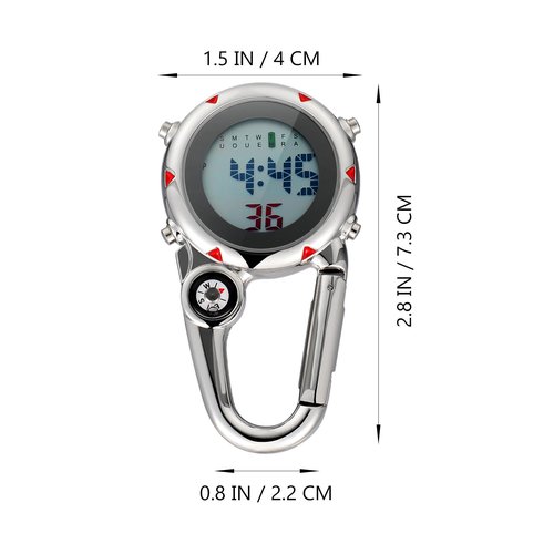 Yardwe Clip on Quartz Watch: Backpack Fob Belt Unisex Pocket Carabiner Watch with for Doctors Nurses Fishing Outdoor Activities