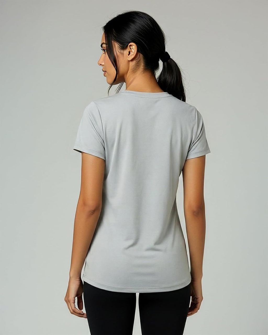 Real Essentials Women's Dry-Fit V-Neck T-Shirt | 5-Pack Workout & Yoga Tops in Plus Size
