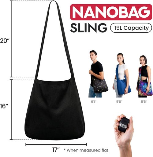 Nanobag Sling - Ultralight Crossbody Bag for Men & Women | Packable Travel & Grocery Tote