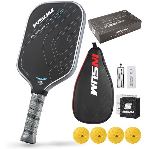 INSUM Pickleball Paddles, T1000 Carbon Fiber Pickleball Paddle with Power Polymer Core, USAPA Approved, Pro Pickleball Rackets for Ultimate Spin & Consistency, Come with Cover