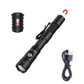 S22Pro EDC Tactical Dual Mode Rechargeable Flashlight, 1200 High Lumen Pen Light with 365nm UV Light, 2AA Dual Power Pocket LED Flashlight with Magnet for Car Repair Camping, Emergency, Outdoor