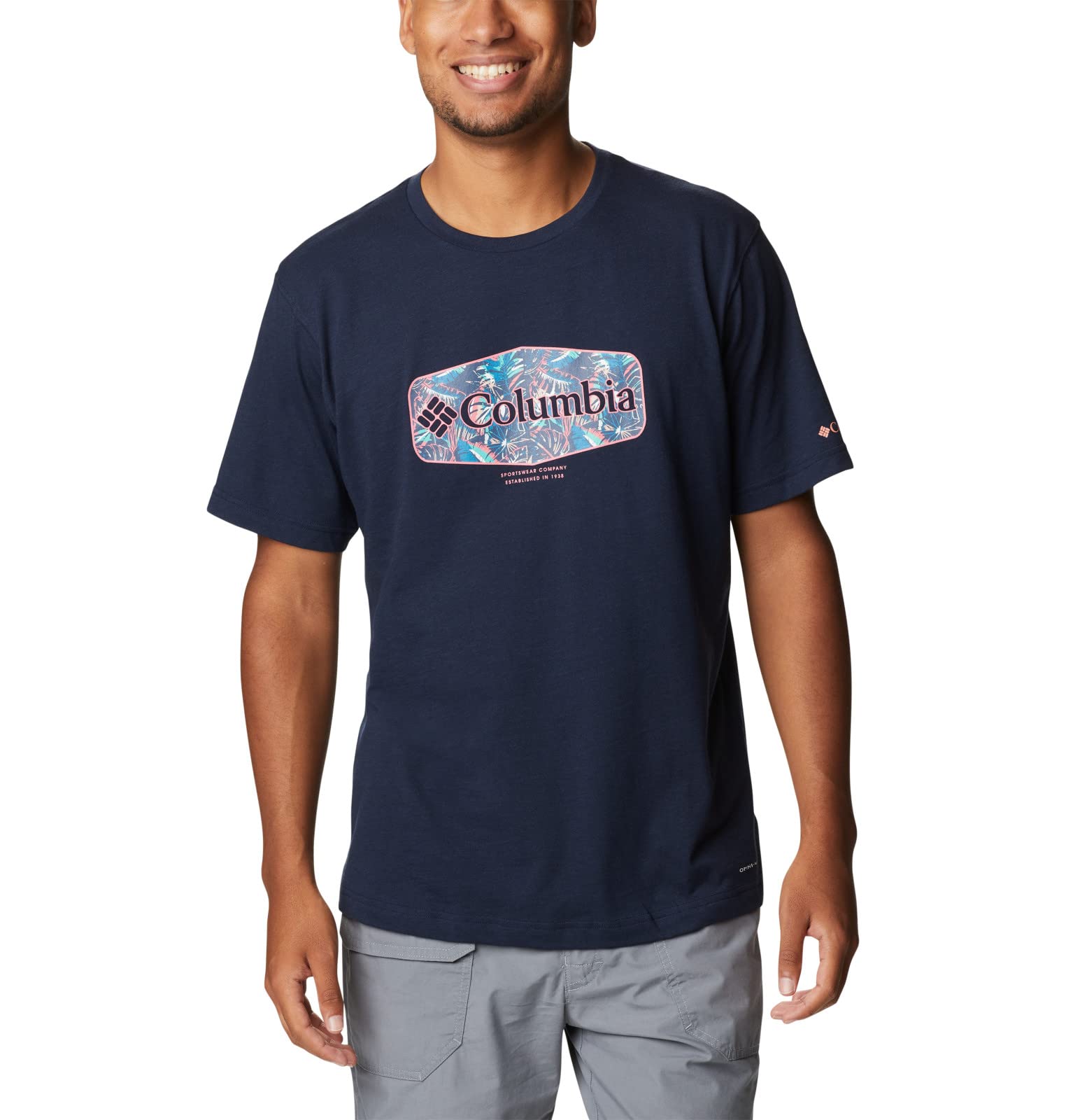 Columbia Men's Thistletown Hills Graphic Short Sleeve, Collegiate Navy HTHR/Wanderland Graphic, 2X Tall