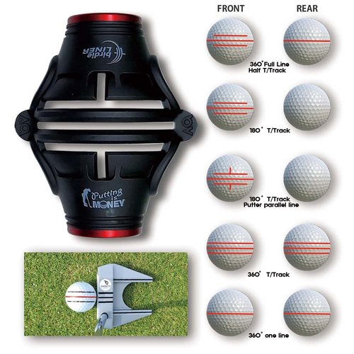 BIRDIE79 360-Degree Golf Ball Marker Alignment Tool Kit with 3-Color Pens and Gift Box (Black, 2 Pack)