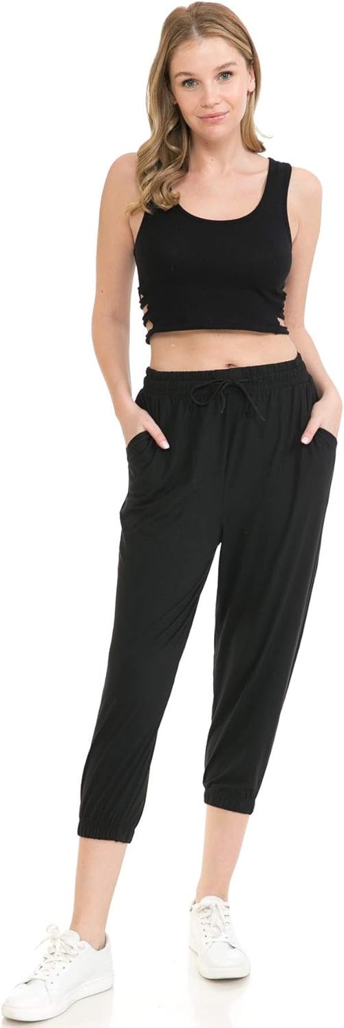 Leggings Depot Women's Jogger Sweatpants - Comfortable Track Cuff Design with Pockets for Yoga & Workouts