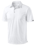 G Gradual Mens Golf Shirt White Short Sleeve Dry Fit Moisture Wicking Performance Athletic Jacquard Summer Collared Polo Shirts for Men Large