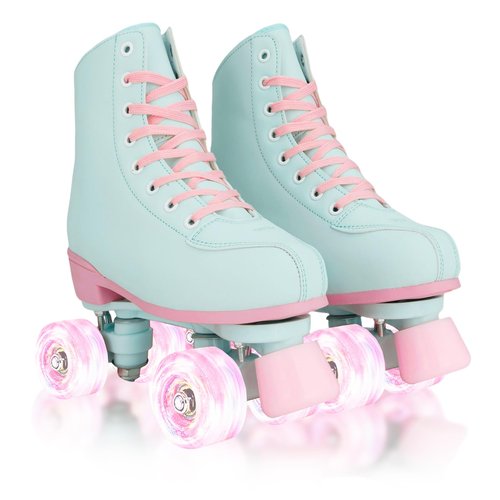 jessie Roller Skates Women, Adult Breathable PU Leather Flash Wheels Roller Skates for Beginners Professionals Indoor&Outdoor(US Size: 10)