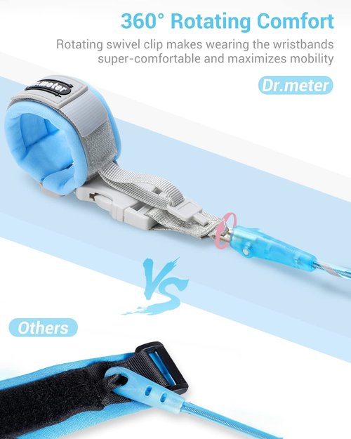 Dr.meter Anti-Lost Wrist Link - 2-in-1 Safety Wristband Leash with Key & Lock | 6.56ft Kids Walking Harness for Travel