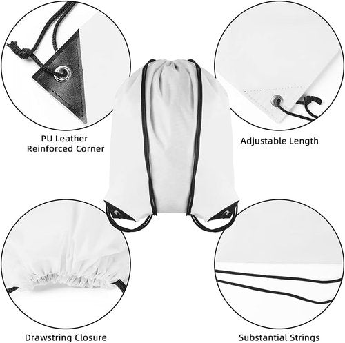 GoodtoU Drawstring Bags - 40 Pcs Cinch Sackpack for Gym & Travel | White Color