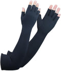 Long Arthritis Compression Gloves for Women Men, Copper Gloves for Joint Pain Relief, Swelling, RSI, Fingerless Carpal Tunnel Glove for Work, Computer Typing, Support Hands, Wrist and Arms (Large)
