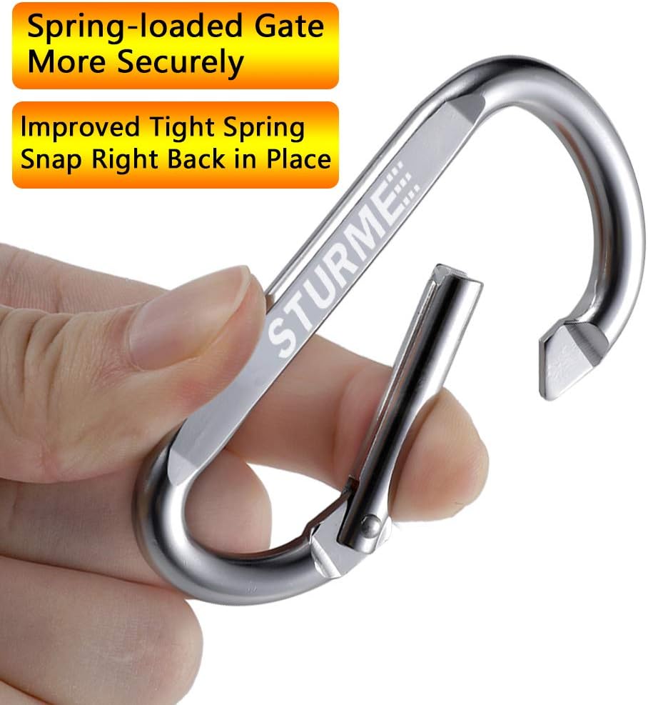 Skiennix 20-Pack Carabiner Clips - Durable Small D-Ring Hooks for Outdoor Use, 2.7" Size