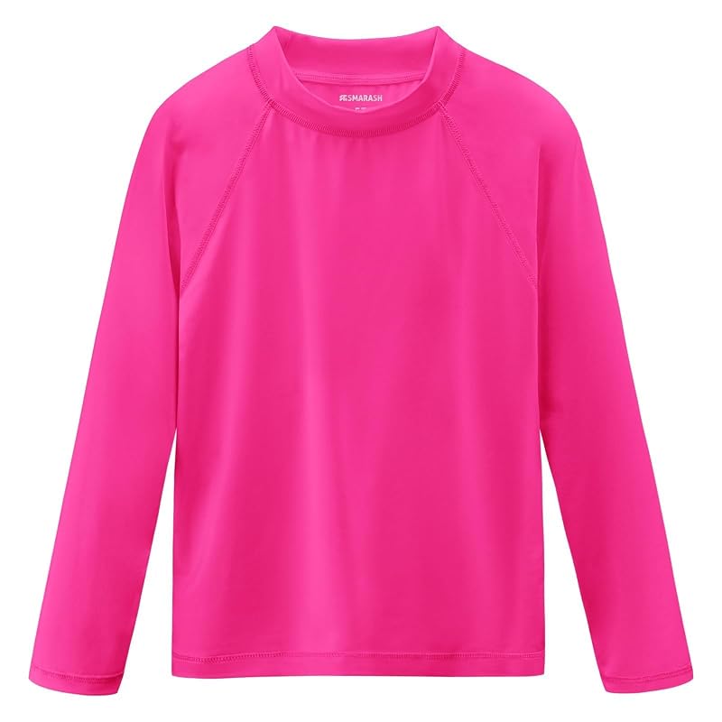 Rash Guard Swim Shirt for Kids 0-16Y UPF 50+ Neon Pink 5T