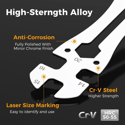 Vaasee 3 PCS Universal Thin Hub Cone Wrench Set, 0.1in/2.5mm Super Thin Open-End Wrench, Ni-Cr Plating Flat Wrenches 13-20mm Cr-V Steel Slim Spanner Wrench for Home Bike Car Repair