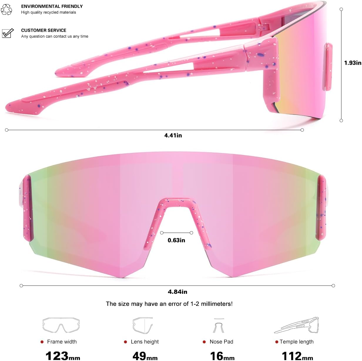 SEKKAF Youth Baseball Sunglasses for Boys Girls Age 6-12 Softball Cycling Sports Sunglasses for Kids Lightweight Frame