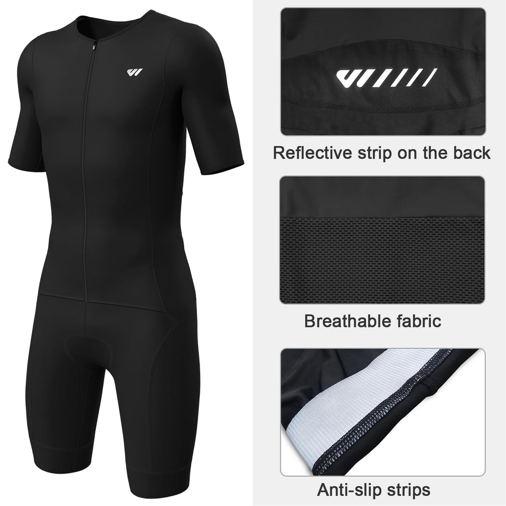 Lo.gas Logas Men‘s Triathlon Suit Trisuit Race Skinsuit Cycling Speed Suit Swimskin Bike Swim Run