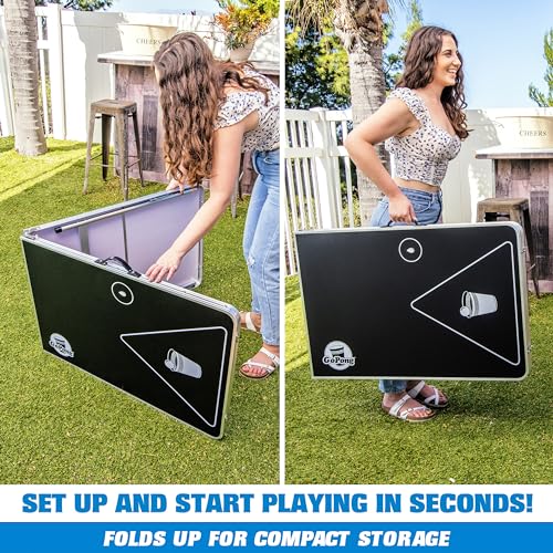 GoPong 6-Foot Portable Beer Pong & Flip Cup Table - Indoor & Outdoor Game Table