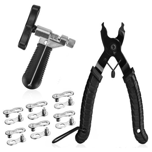 A AKRAF Bicycle Chain Repair Tool Kit with Bike Link Plier, Chain Breaker Splitter Tool, 6 Pairs Bicycle Missing Links, Bicycle Mechanic Tool Kit with Chain Master Link Remover and Connector