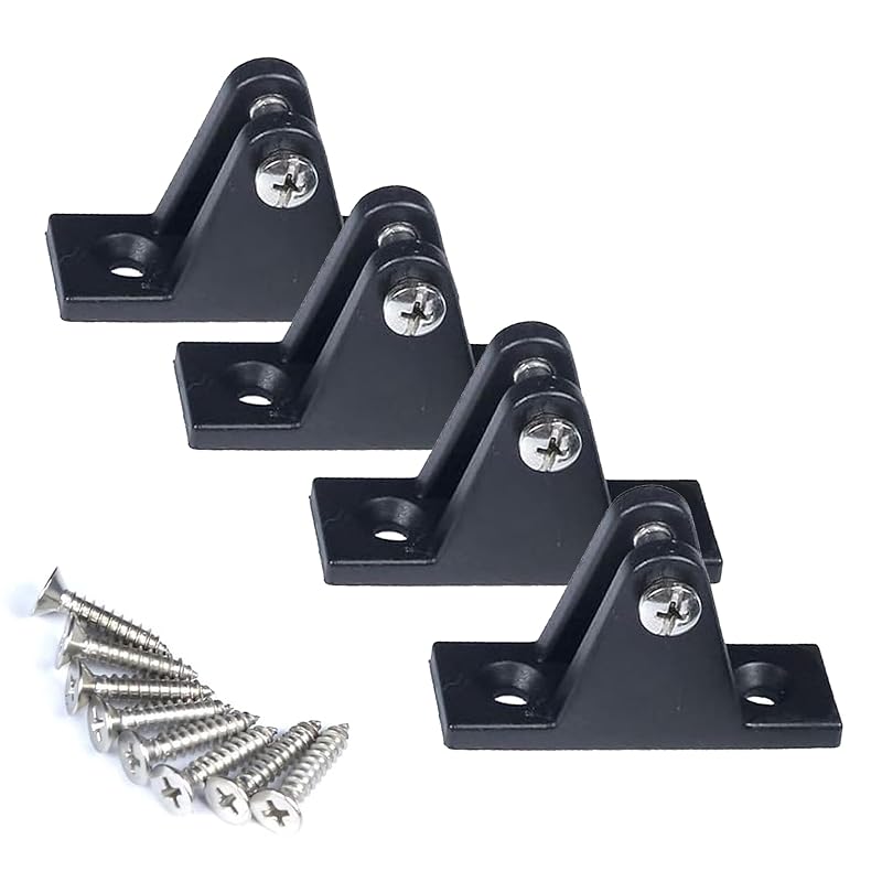 MX Boat Flat Mount Bimini Top Deck Hinge Mount Marine-Grade Nylon 4PCS - Deck Hinge-4PCS-BK
