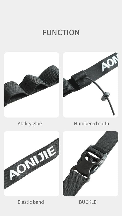 AONIJIE Running Belt - Lightweight Bib Holder with 6 Gel Loops for Men & Women Triathletes