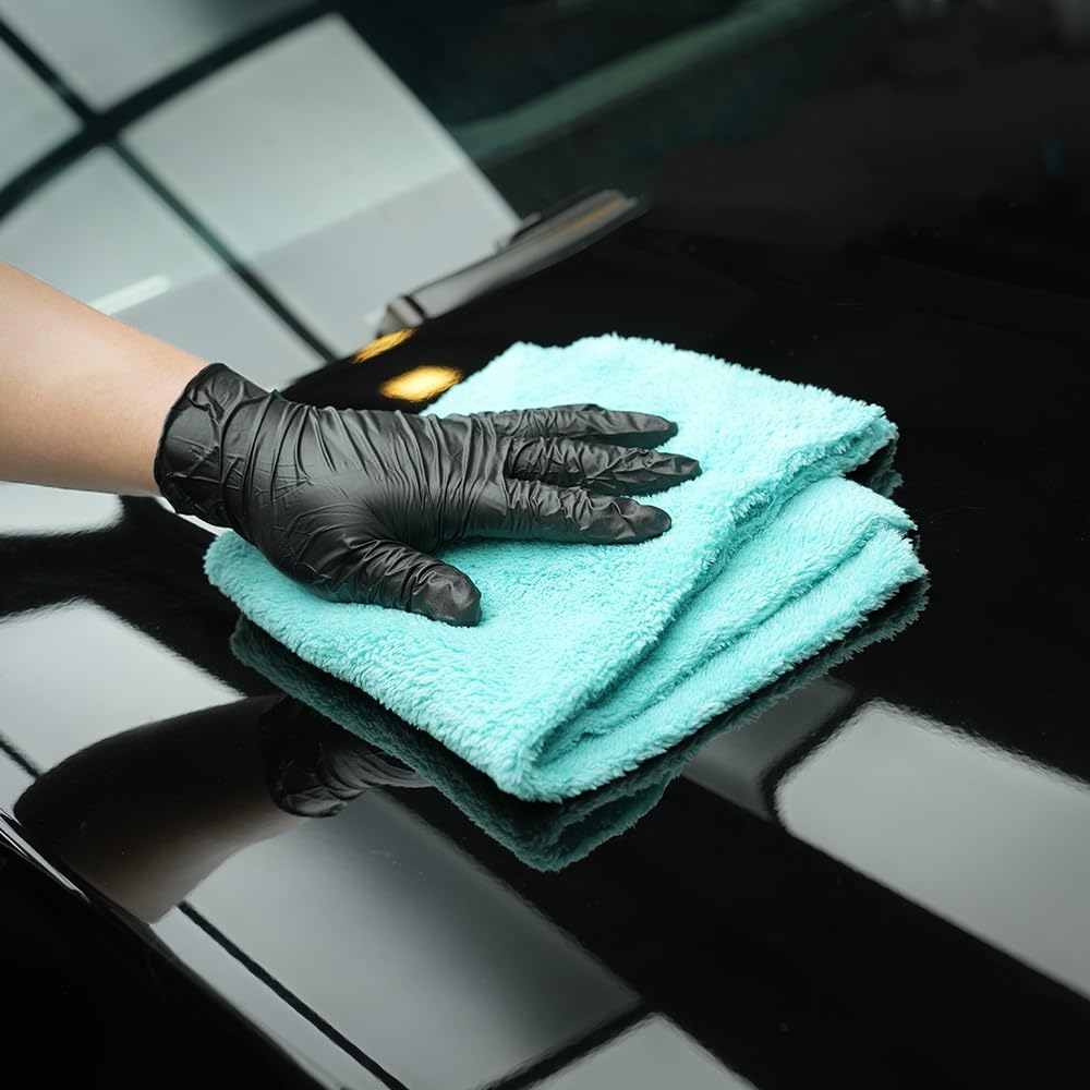 SPTA Microfiber Drying Towels - 6 Pack Super Plush Edgeless Car Wash Towels, 16.1x17.7 in, Teal Blue | 420GSM